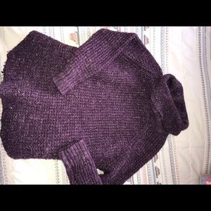 PURPLE FREE PEOPLE COWEL NECK SWEATER